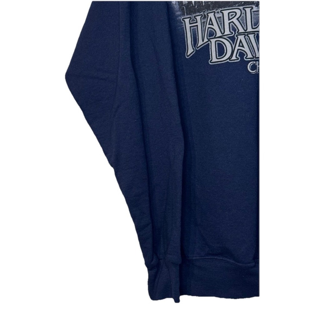 Harley Davidson Men's Vintage 90s Chrome Eagle Engine Crewneck Navy Blue Medium - Picture 9 of 10